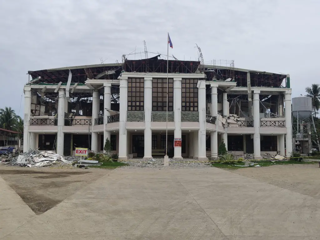 The municipal hall of Magsaysay in Davao del Sur after the spate of strong Mindanao earthquakes
