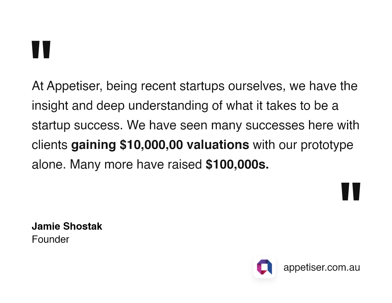HAMAD: Jamie Shostak quote about startup success