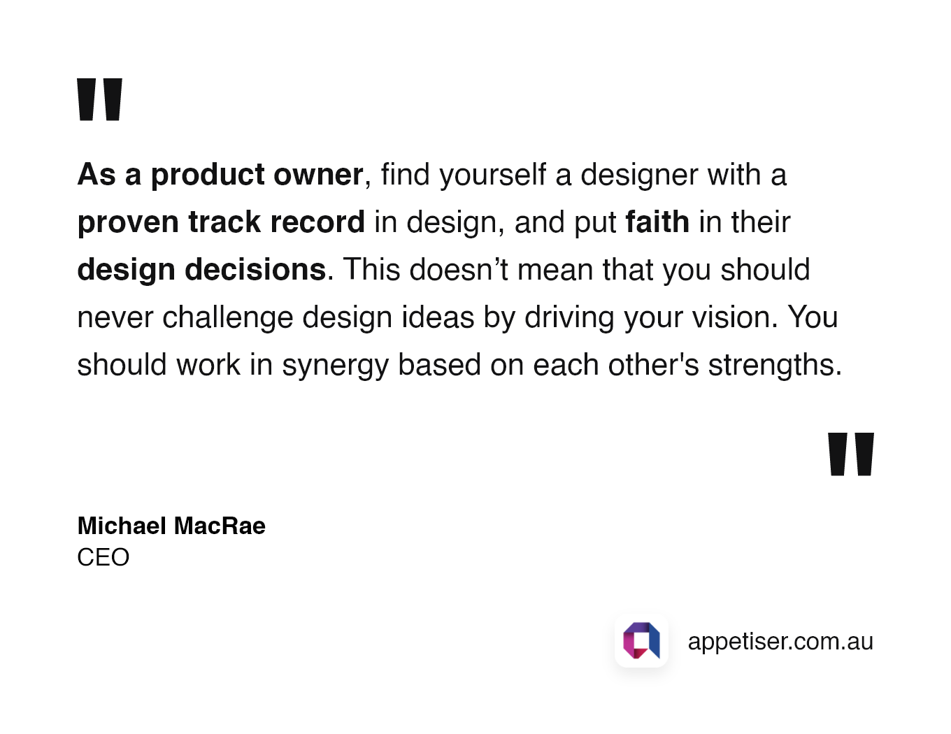 HAMAD: Michael MacRae quote about product designer
