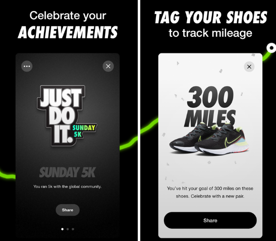 App engagement - Nike Run Club screenshots
