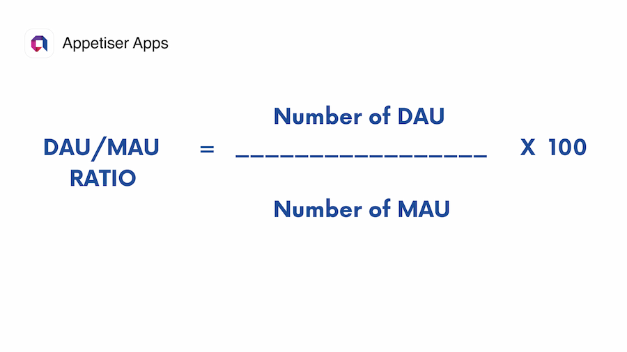 AR: Image showing the formula to calculate the DAU/MAU ratio for determining app retention