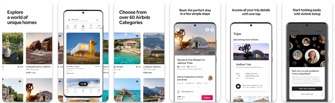 AI: Airbnb app screenshots
