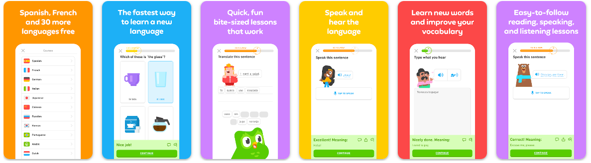 AI: Duolingo app screenshots