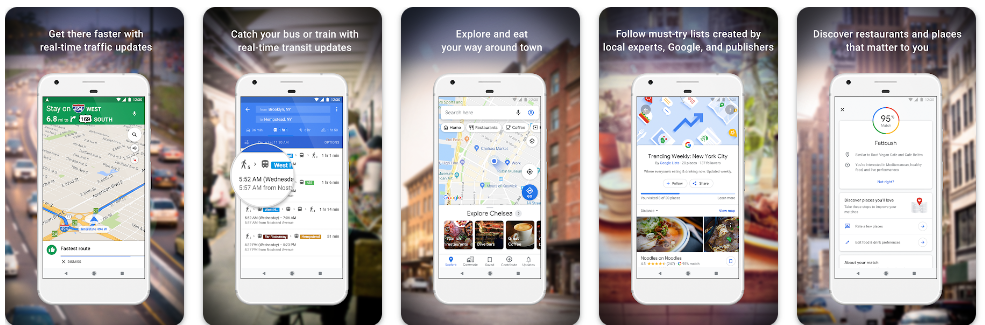 AI: Google Maps app screenshots