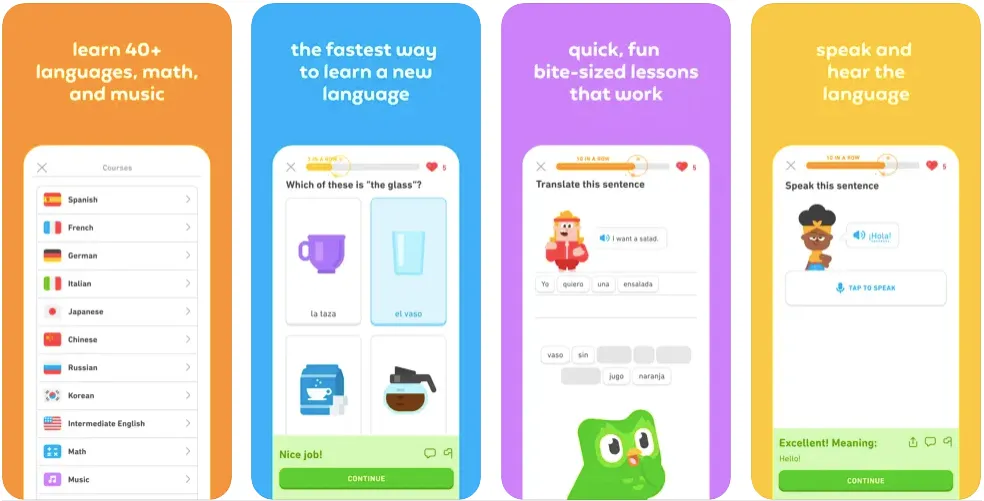 MAUA - Image of Duolingo visuals optimized on app store