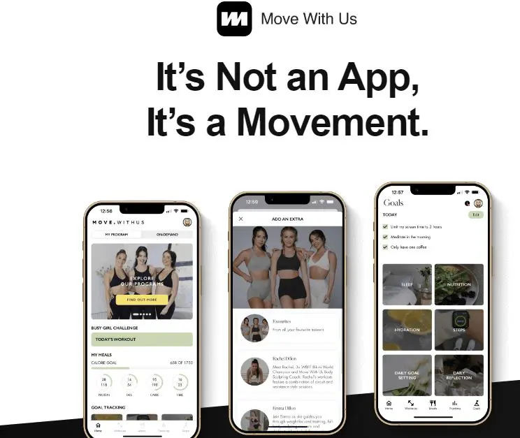 Move With Us mobile app screenshot showing fitness and movement tracking interface