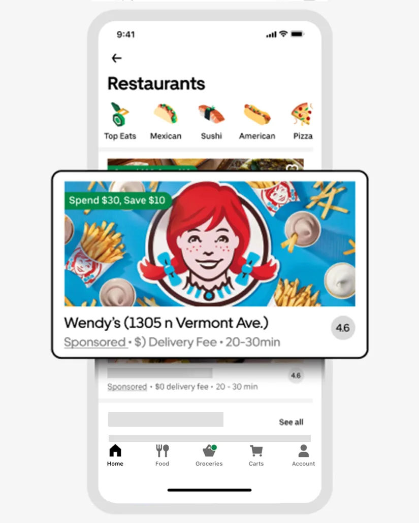 MAUA: Uber Eats in-app ad sample 