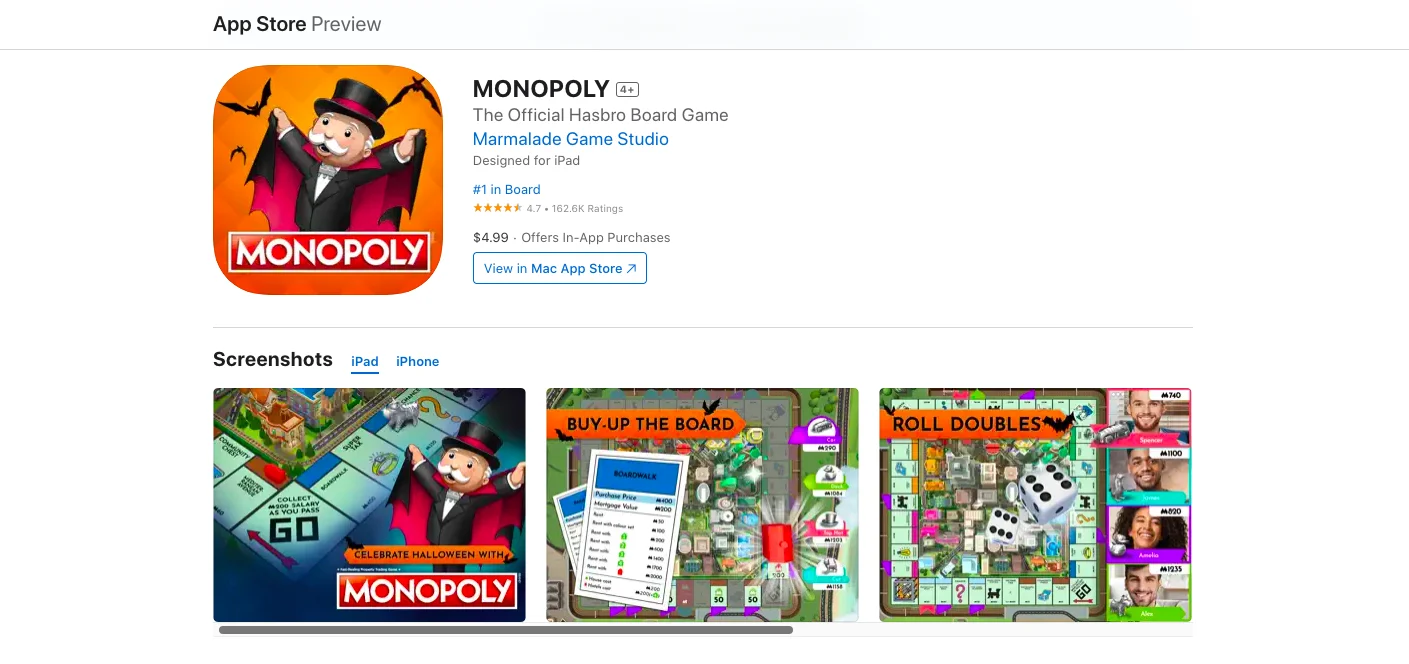 APM: Monopoly app