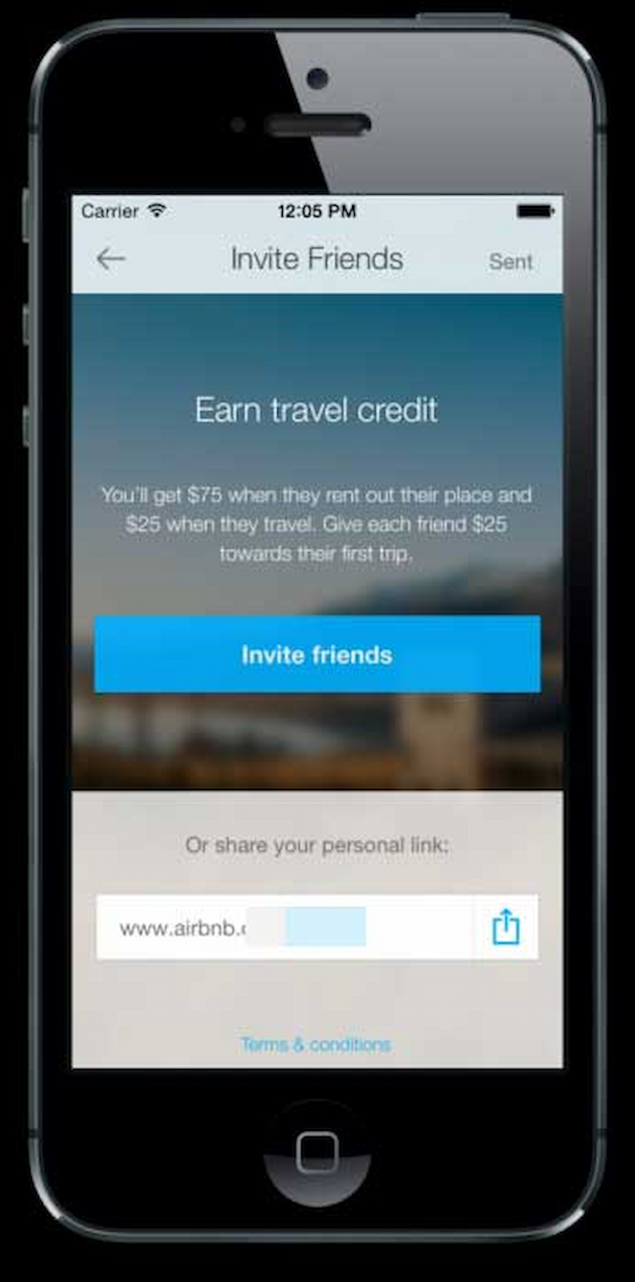 AP: Airbnb app referral program screenshot 