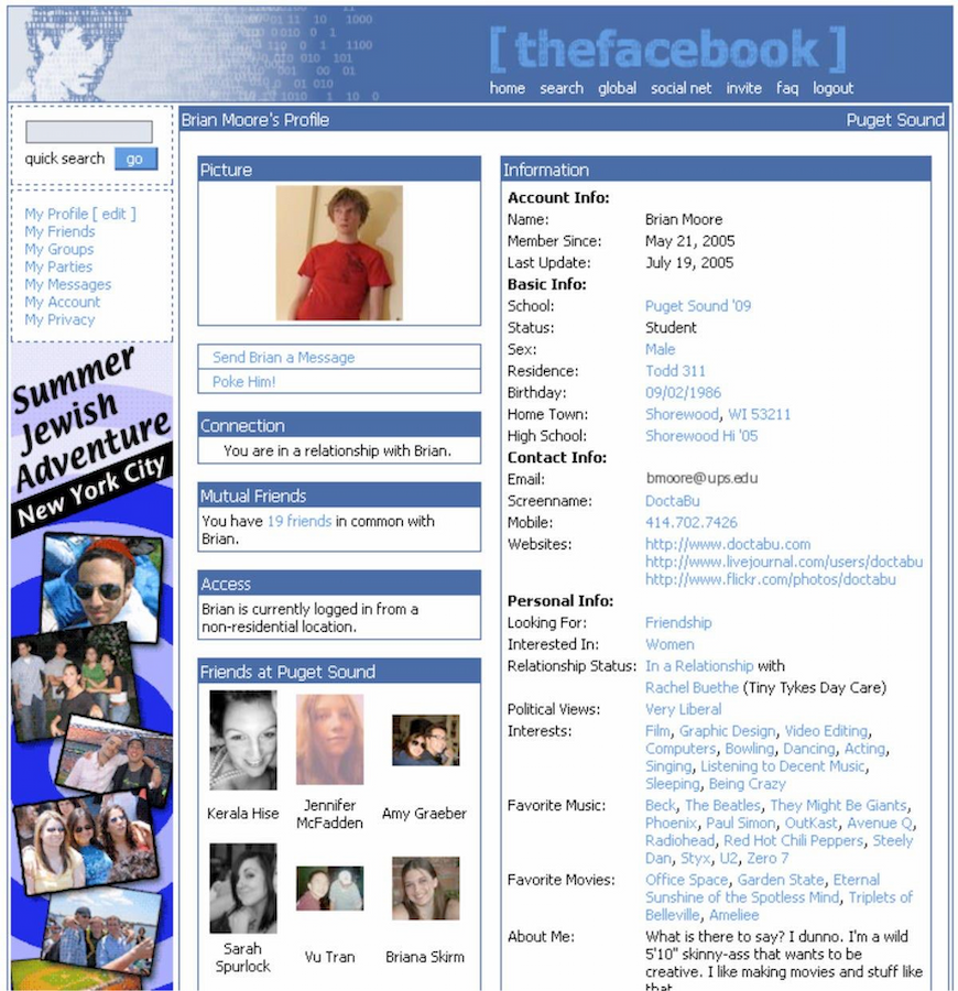 HTMASMA: Screenshot of the original Facebook interface 