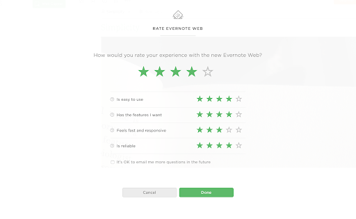 IM: Evernote in-app survey screenshot