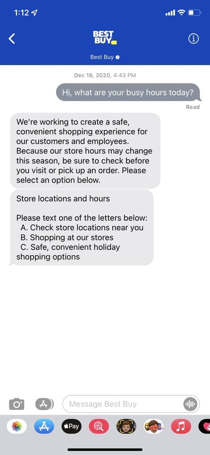 MACS: BestBuy SMS screenshot