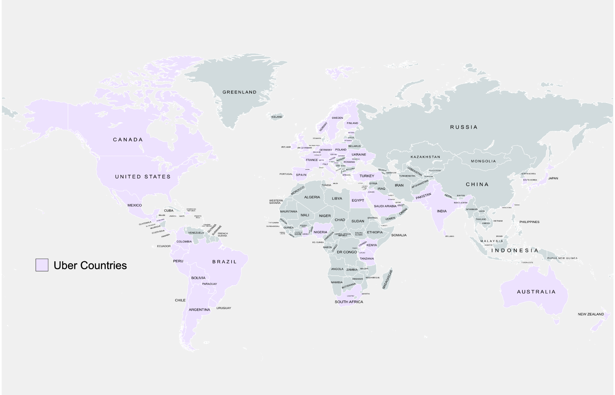 AL: countries where UBER operates