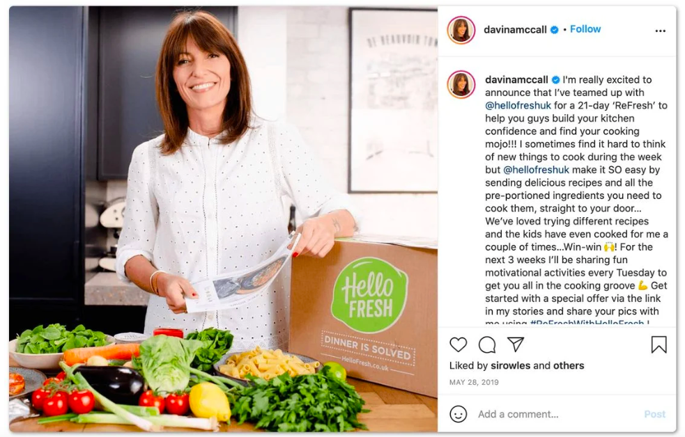 AMC: HelloFresh influencer Davina McCall