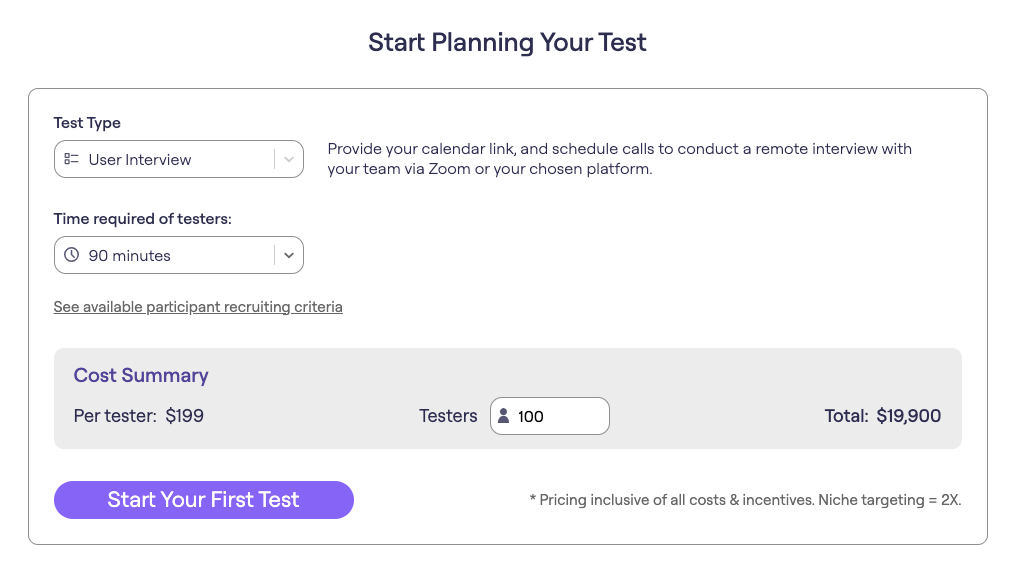 AMC: Image of BetaTesting user interview cost