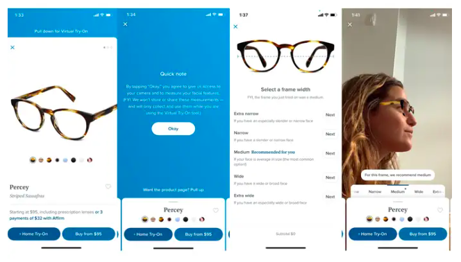 RAD: Retail app development image of Warby Parker mobile app