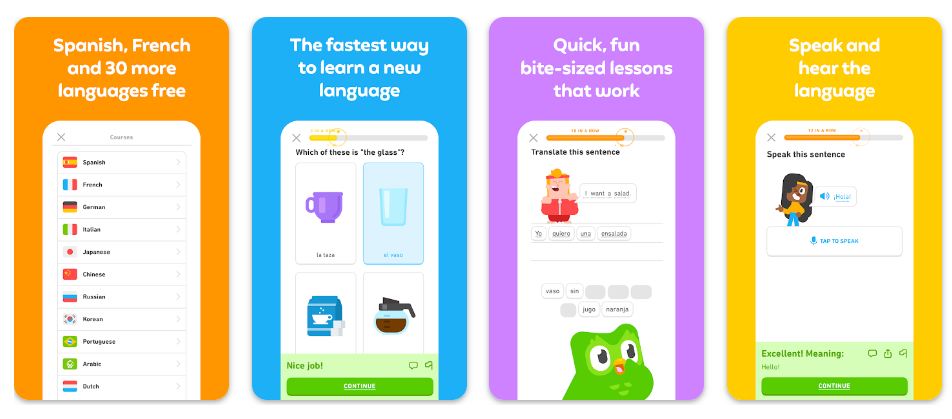 AAD: Duolingo app screenshots