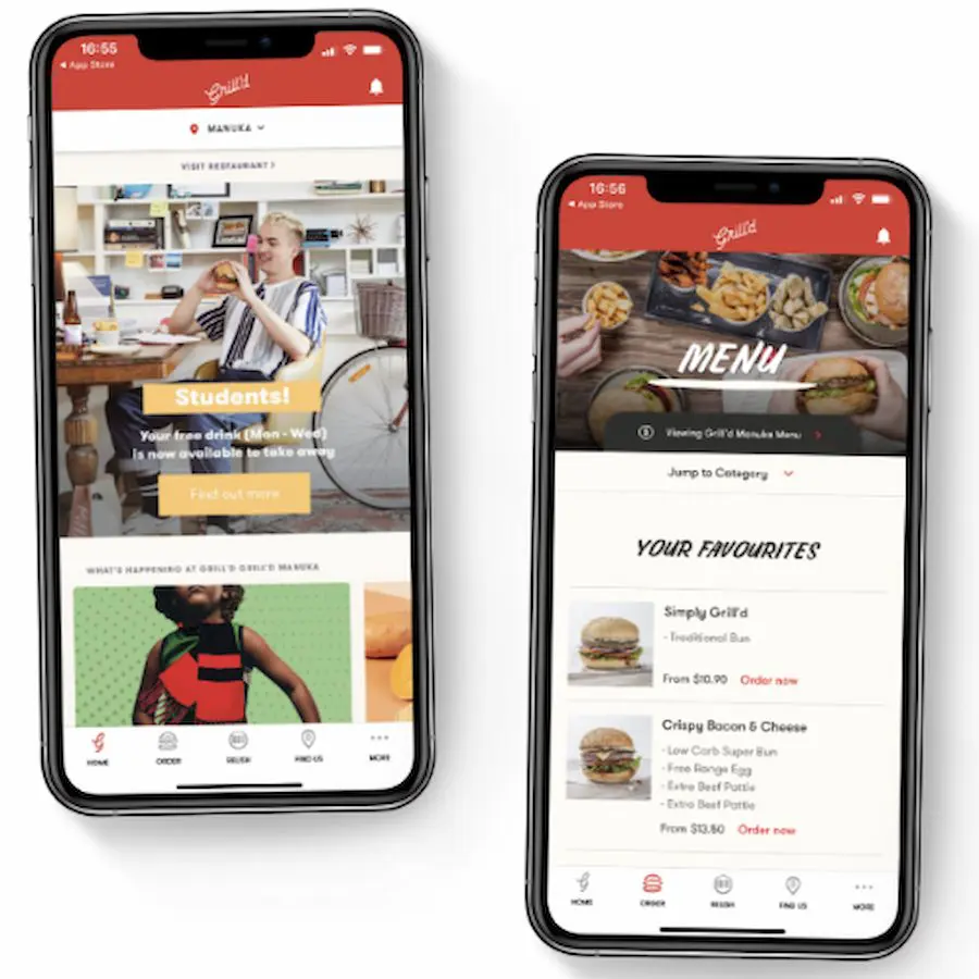 TFMAT: Grill'd mobile app screenshots