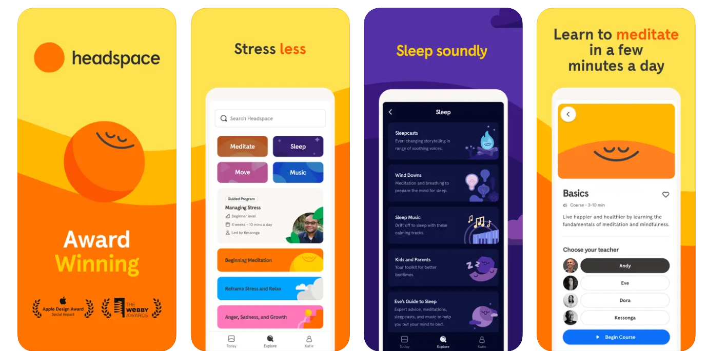 BMA: Headspace app screenshots