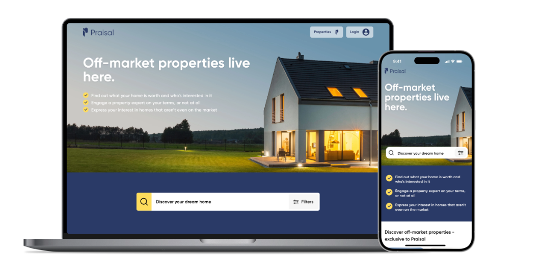 HTCAFA: Screenshots of Praisal app showing its key value of listing off-market properties