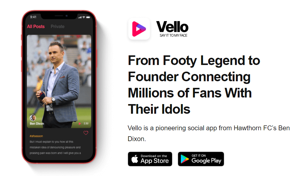 HTPTI: Images showing a screenshot of the mobile app Vello and information on its founder Ben Dixon