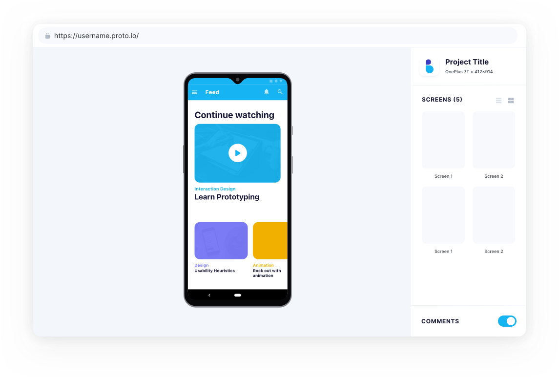 MADT: Image of Proto.io mobile app design tool