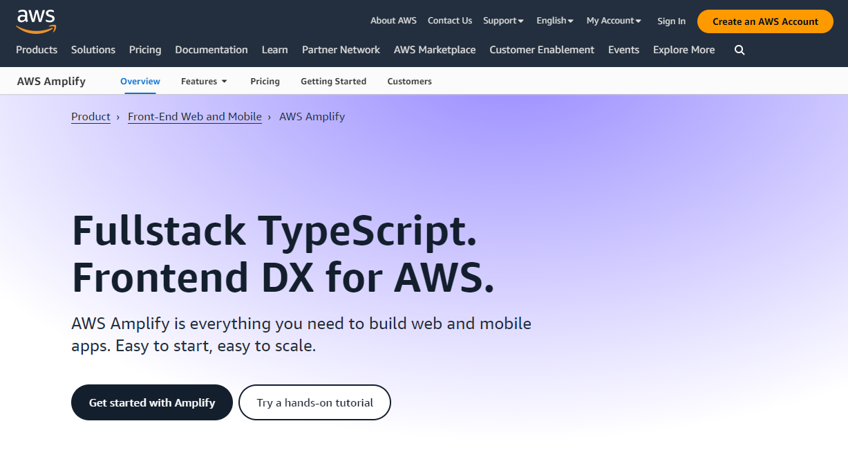 IADT: AWS web page for AWS Amplify