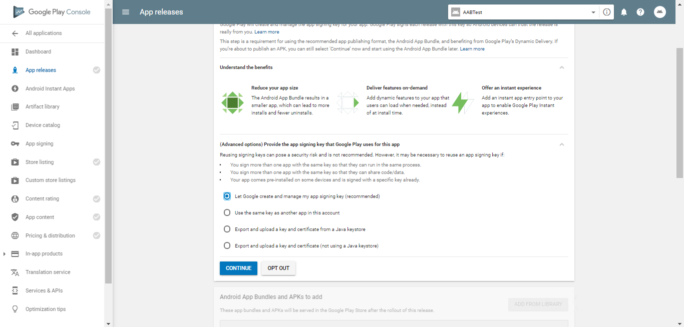 SATGPS: Screenshot of Google Play Console's "App releases" window