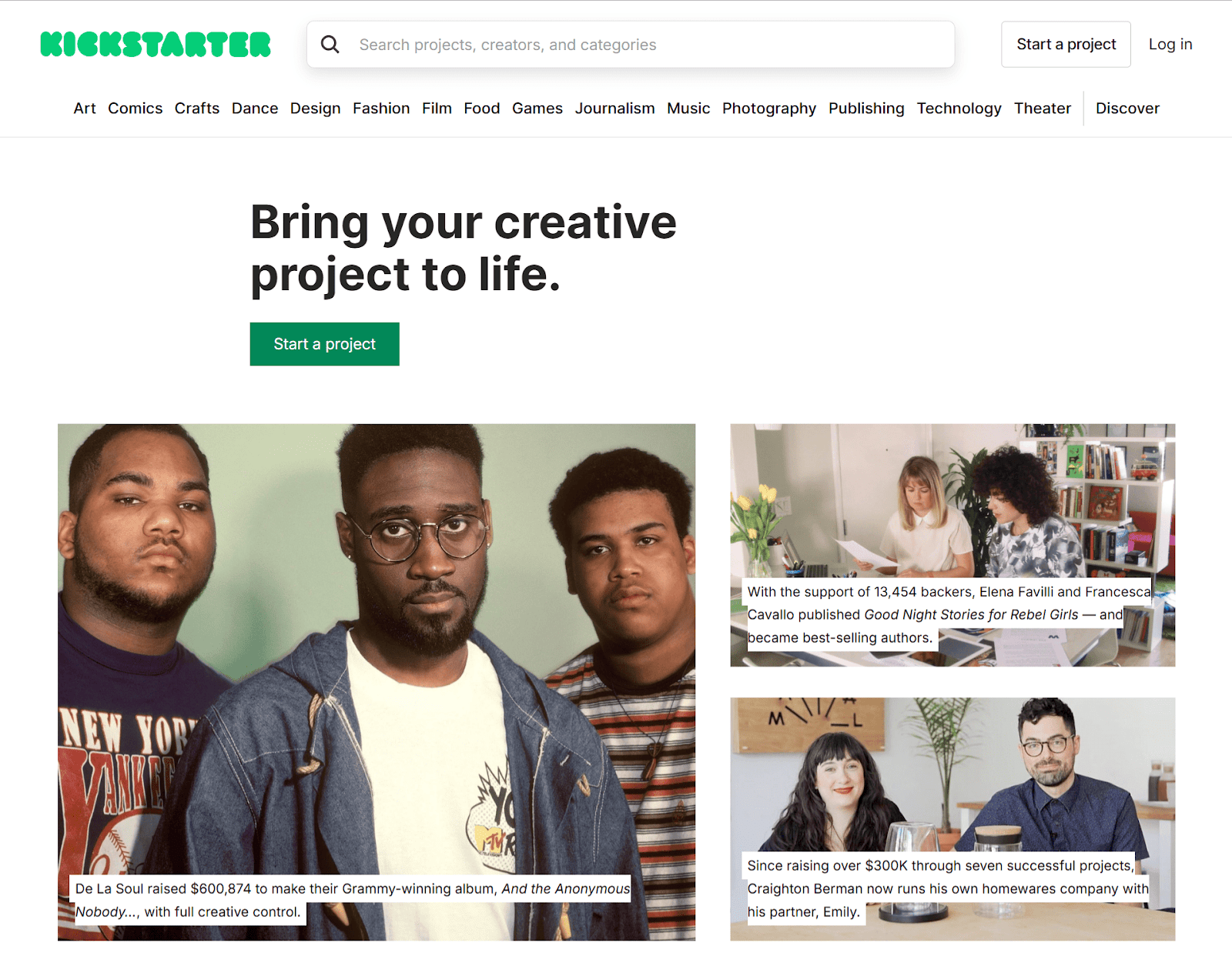 CYA: Image of Kickstarter site