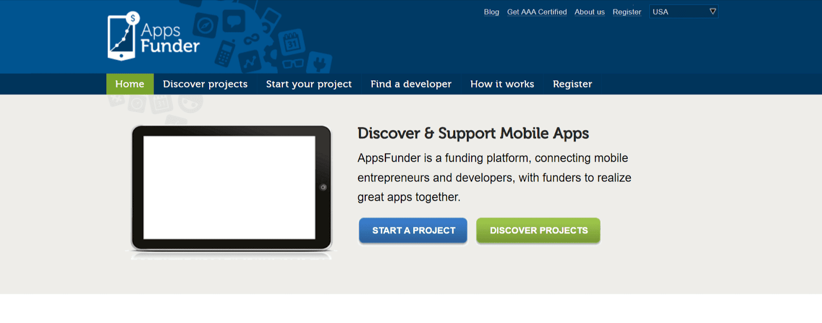 CYA: Image of Appsfunder site