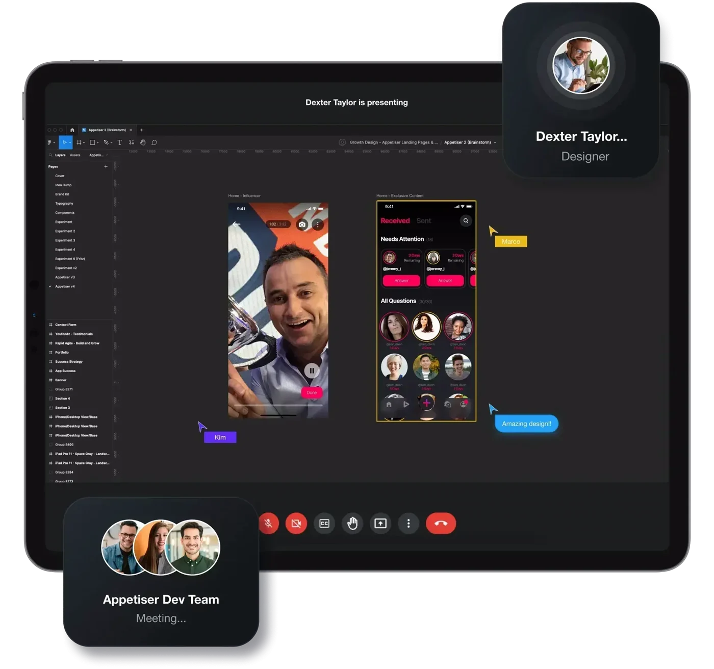 Live chat between an Appetiser developer and a client